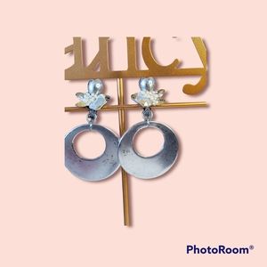 Retro 80's large silver earrings